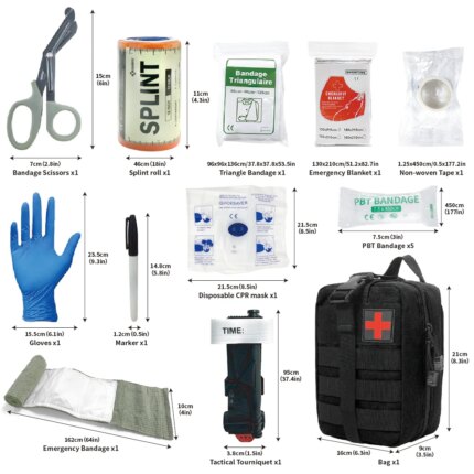 16pcs IFAK Tactical Molle Bag - Survival First Aid Kit for Camping & Hiking