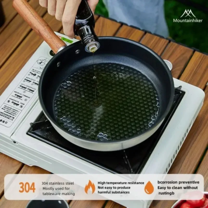 Stainless Steel Camping Fry Pan — Non-Stick Breakfast & Egg Pan