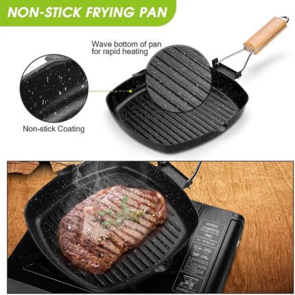 Non-Stick Camping Frying Pan — Folding Handle Outdoor Grill Pan — view 2