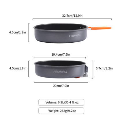 Fire Maple Camping Frying Pan — 0.9 L Non-Stick Ultralight Skillet — view 2