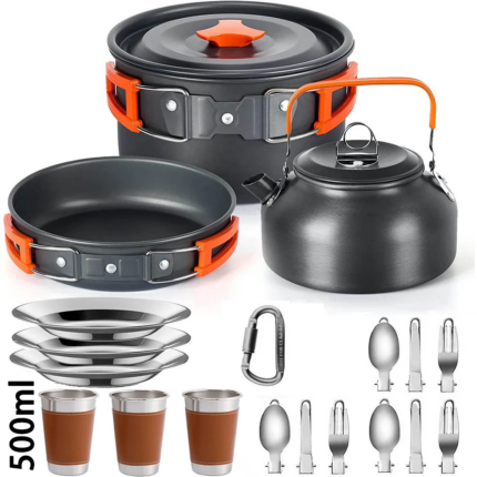 Aluminium Camping Cookware Kit — Lightweight Pot & Pan Set
