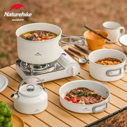 Naturehike Ceramic Cookware Set — Non-Stick Camping Pot, Pan & Kettle