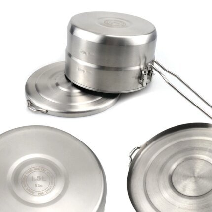 Stainless Steel Camping Pot — 1.5 L with Folding Handle — view 2