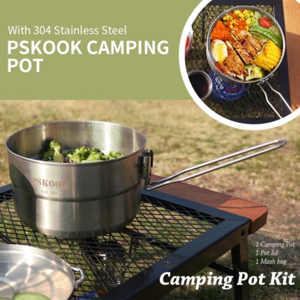 Stainless Steel Camping Pot — 1.5 L with Folding Handle