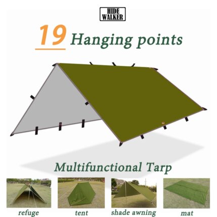 Survival Tarp Shelter — 19 Hang Points, Waterproof Sun & Rain Canopy