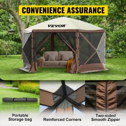 Pop-Up Camping Gazebo — 6-Sided 10' & 12' Instant Sun Shelter — view 2
