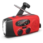 Emergency Weather Radio — Hand Crank & Solar with Flashlight and USB Phone Charger — side view showing the AM, FM and NOAA tuning dial